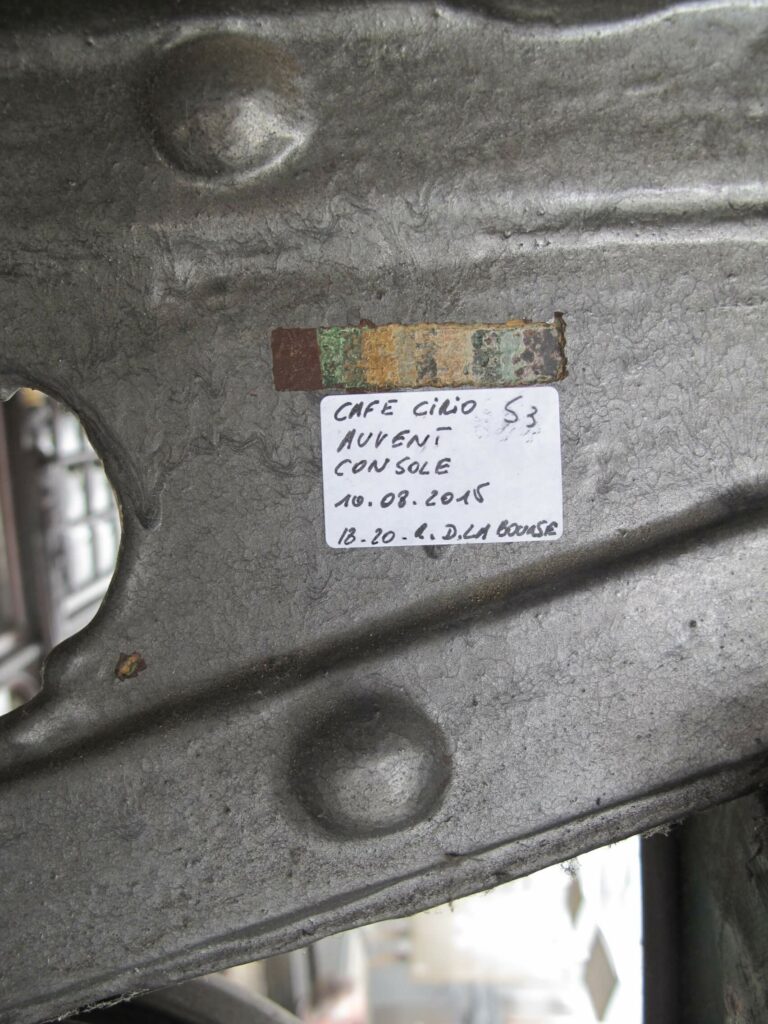 Sondage stratigraphique de l'auvent du café Cirio, Rue de la Bourse à Bruxelles